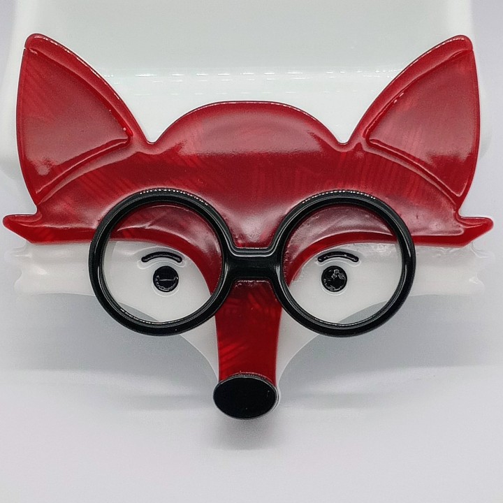 Broche Renard Roux Lunettes noires – Bijou Malicieux