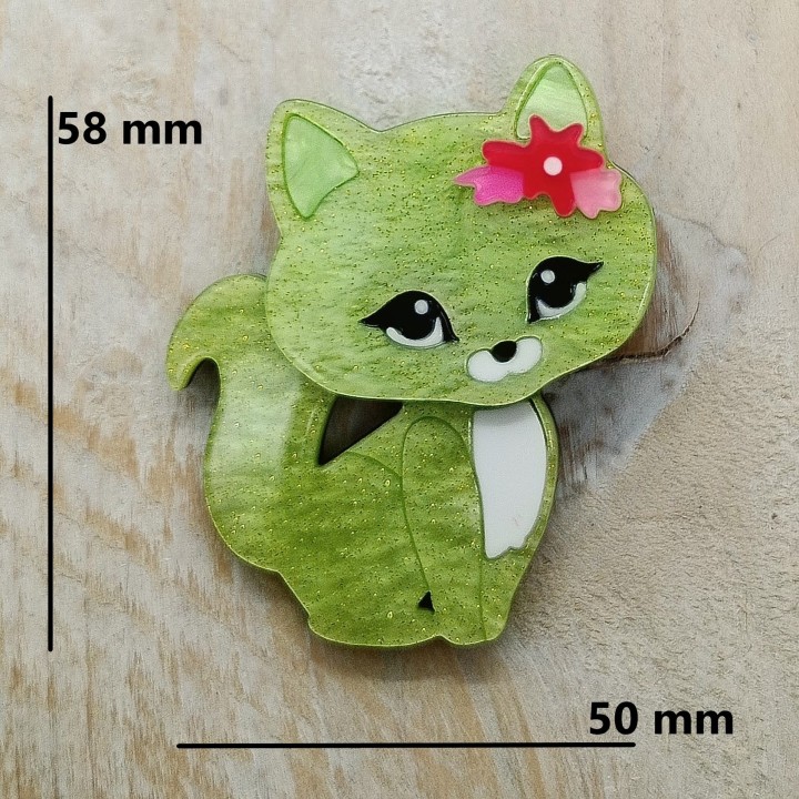 Broche Chaton en Acrylique – Style Rétro & Tendance | Trugarezemma