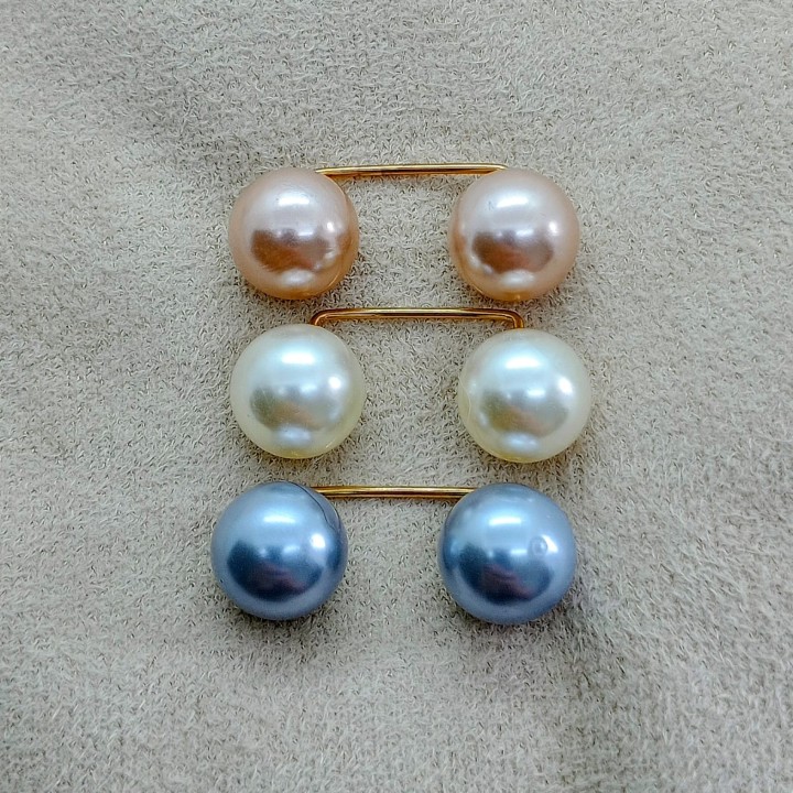 Lot  Broches Perles Fantaisie – Ivoire, Champagne & Gris bleuté