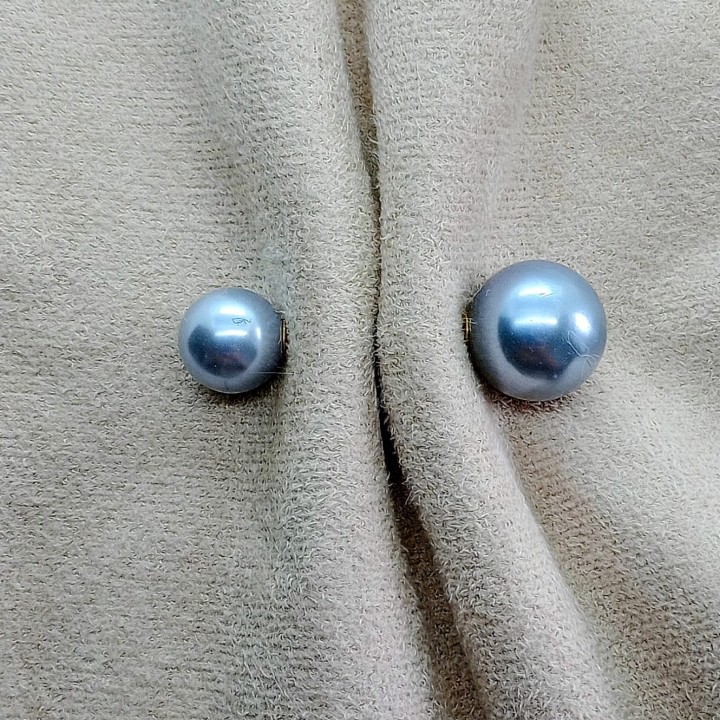 broches à double perle gris bleuté, livraison gratuite