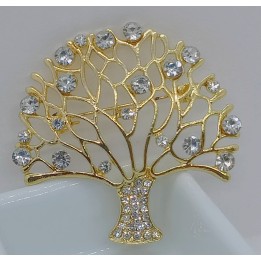 Broche Arbre de Vie en Métal Doré – Bijou Fantaisie, Symbole d'Harmonie