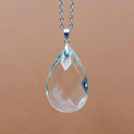 Pendule divinatoire unique en goutte de verre retro a facettes vintage finition couleur argent
