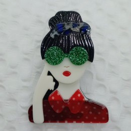 Broche Femme Brune Chic – Serre-tête Bleu & Blanc