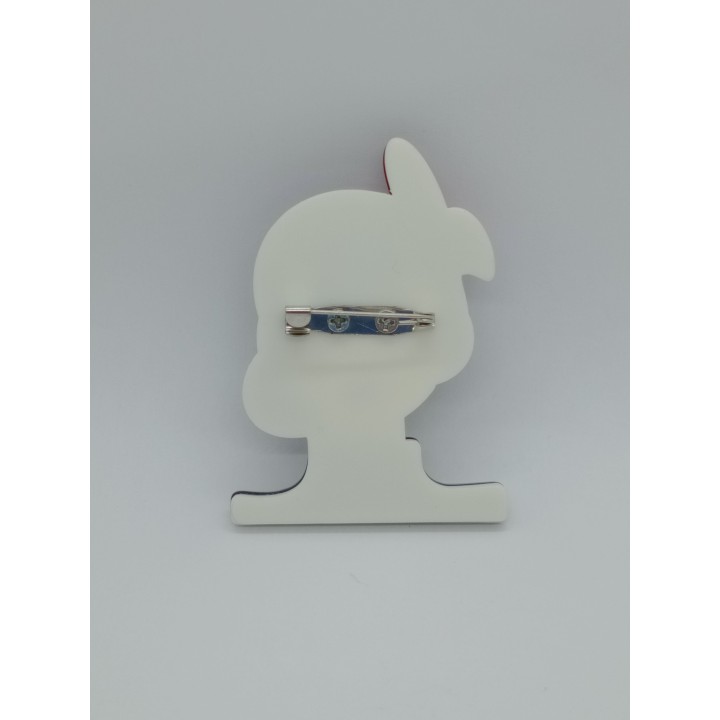 Broche fantaisie moderne en acrylique légère et facile à fixer, pour une touche personnalisée.